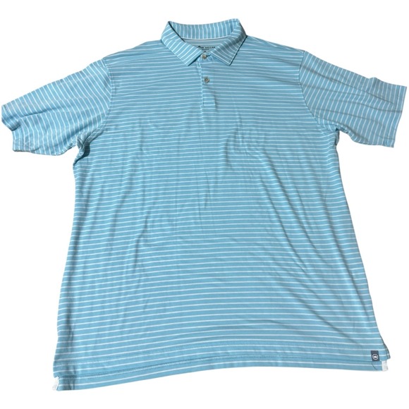 Peter Millar Seaside Mens XL Polo Shirt Striped Light Blue White Golf - Picture 1 of 9